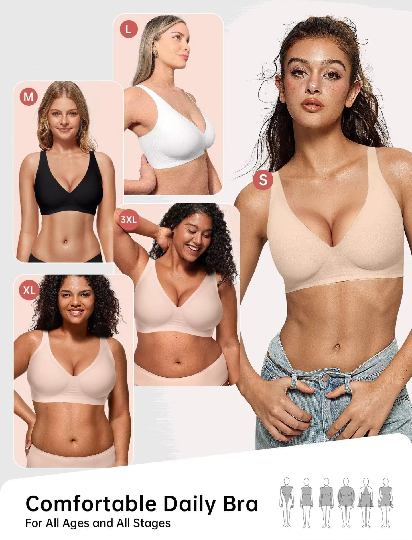 Magic Lift & Comfort: Deep V Wireless Everyday Bra - COMFORA
