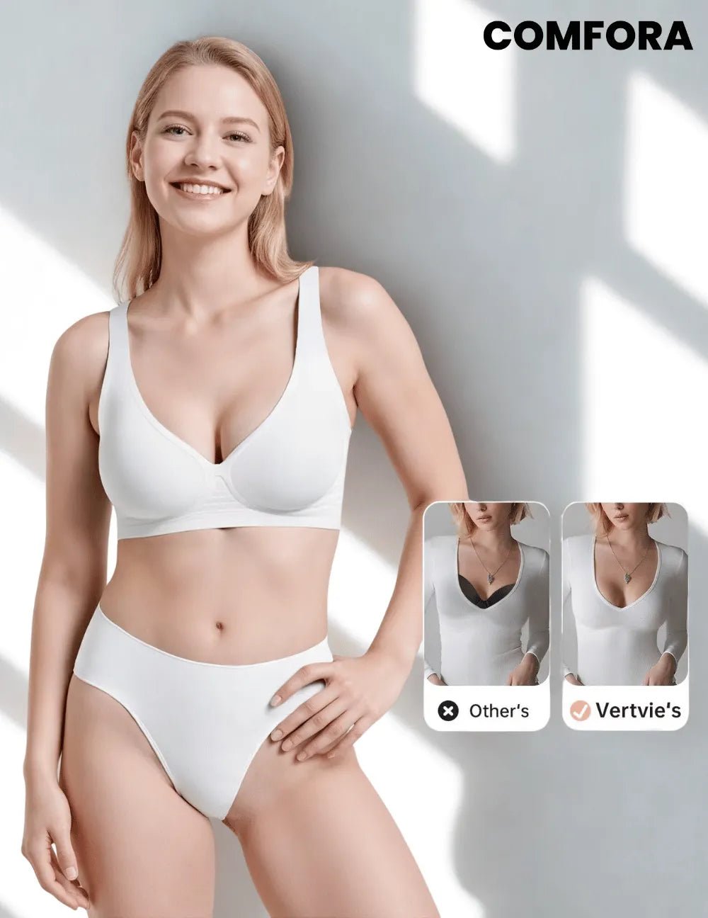 Magic Lift & Comfort: Deep V Wireless Everyday Bra - COMFORA