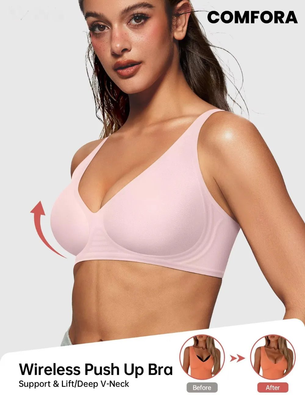 Magic Lift & Comfort: Deep V Wireless Everyday Bra - COMFORA
