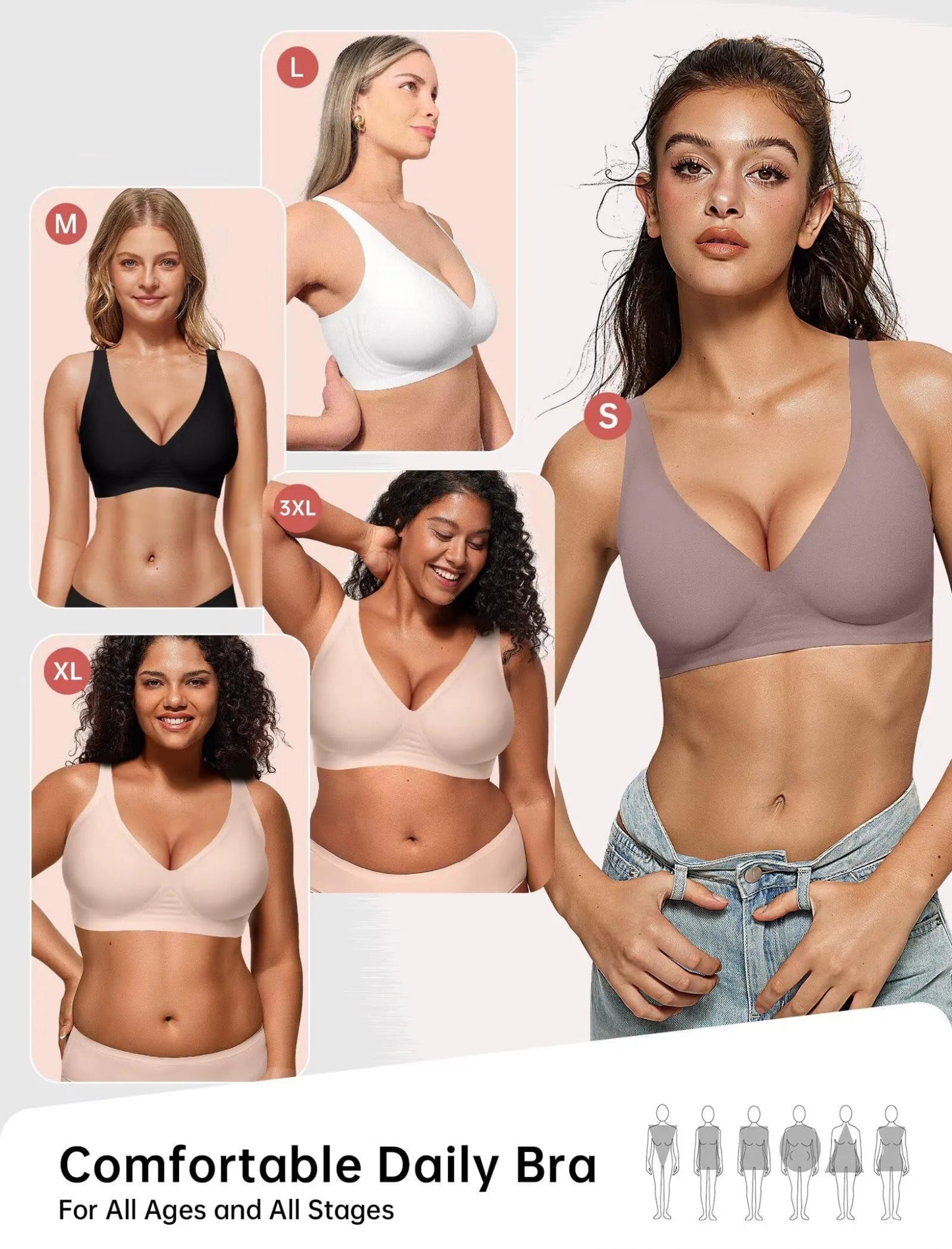 Magic Lift & Comfort: Deep V Wireless Everyday Bra - COMFORA