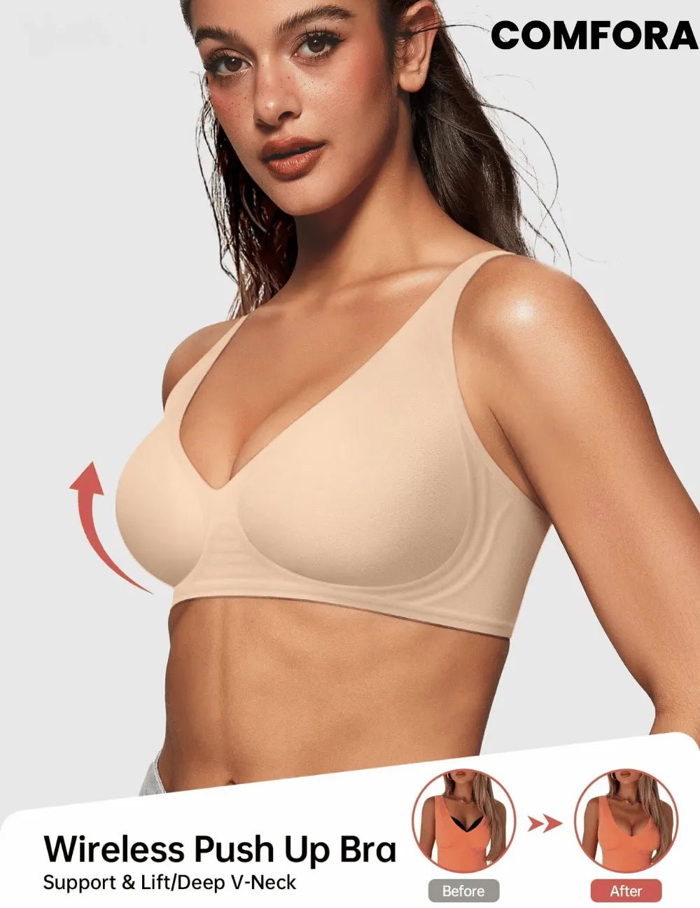 Magic Lift & Comfort: Deep V Wireless Everyday Bra - COMFORA