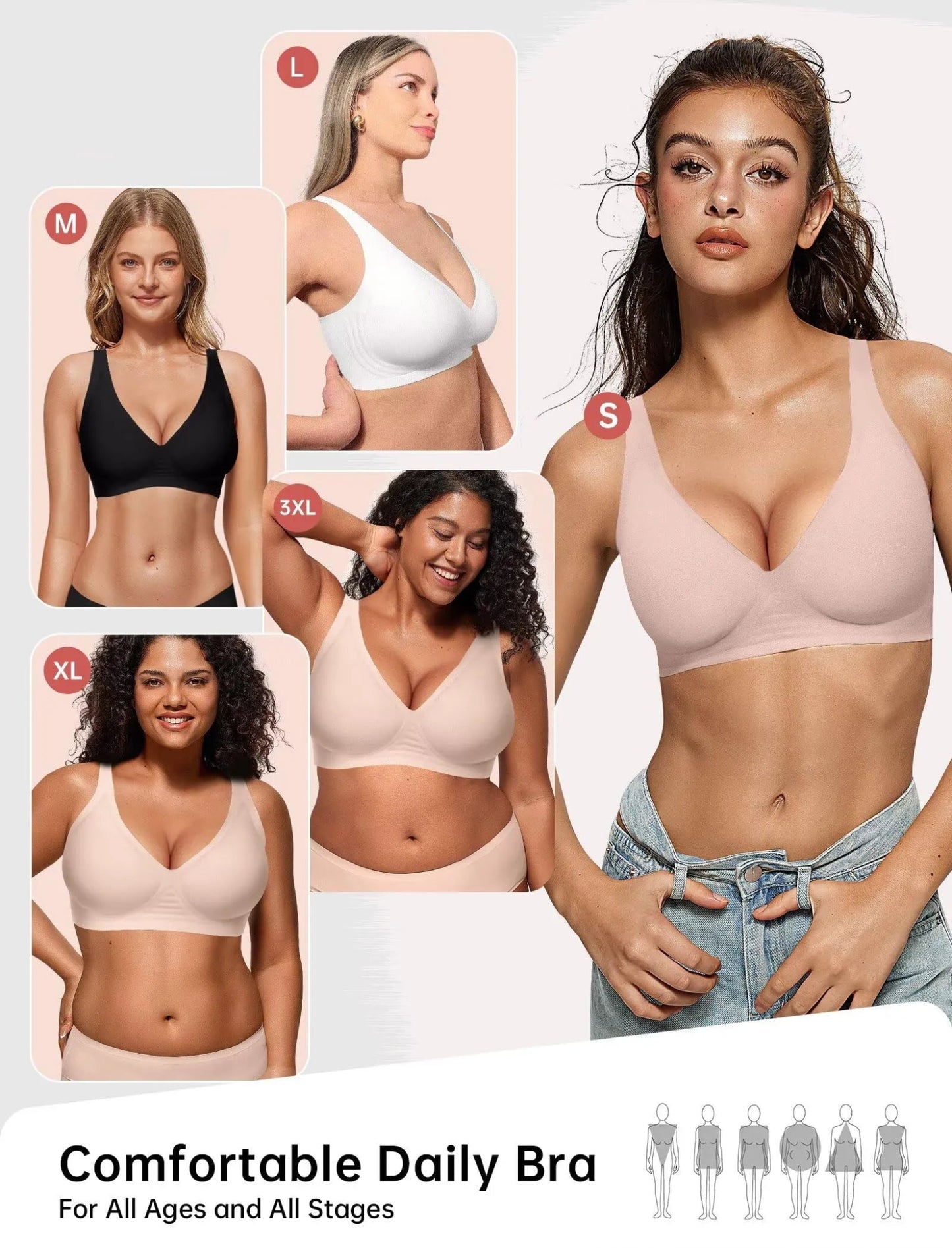 Magic Lift & Comfort: Deep V Wireless Everyday Bra - COMFORA