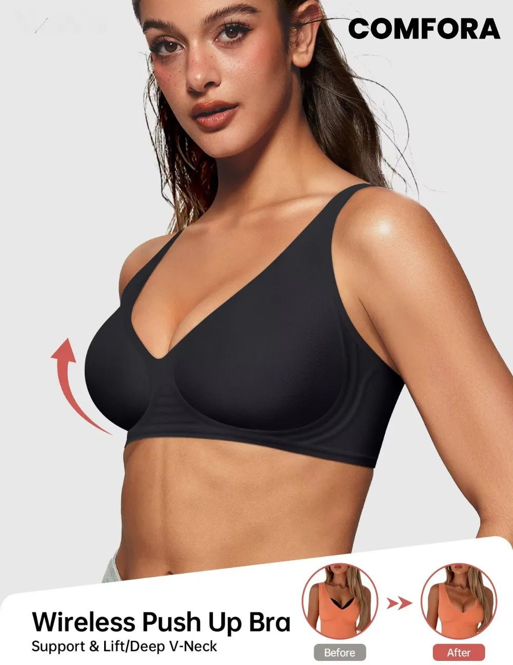 Magic Lift & Comfort: Deep V Wireless Everyday Bra - COMFORA