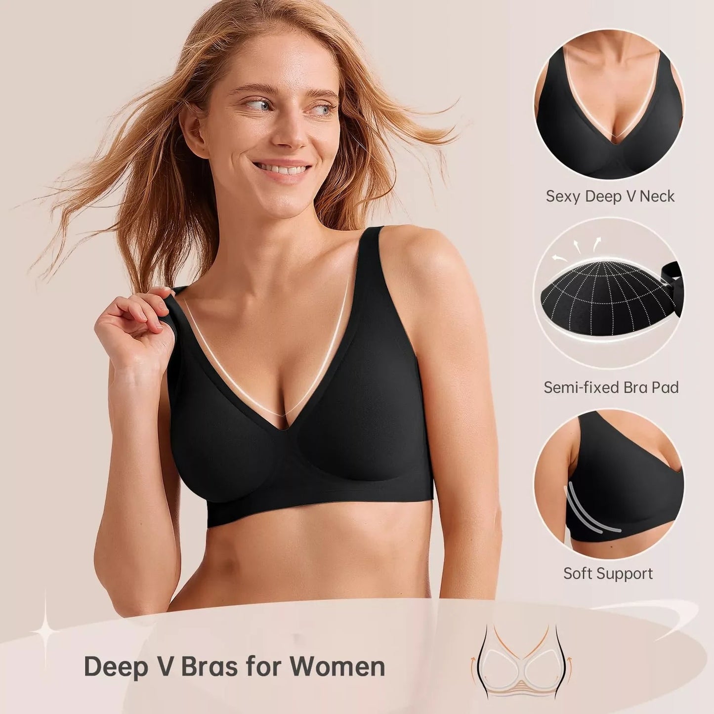 Magic Lift & Comfort: Deep V Wireless Everyday Bra - COMFORA