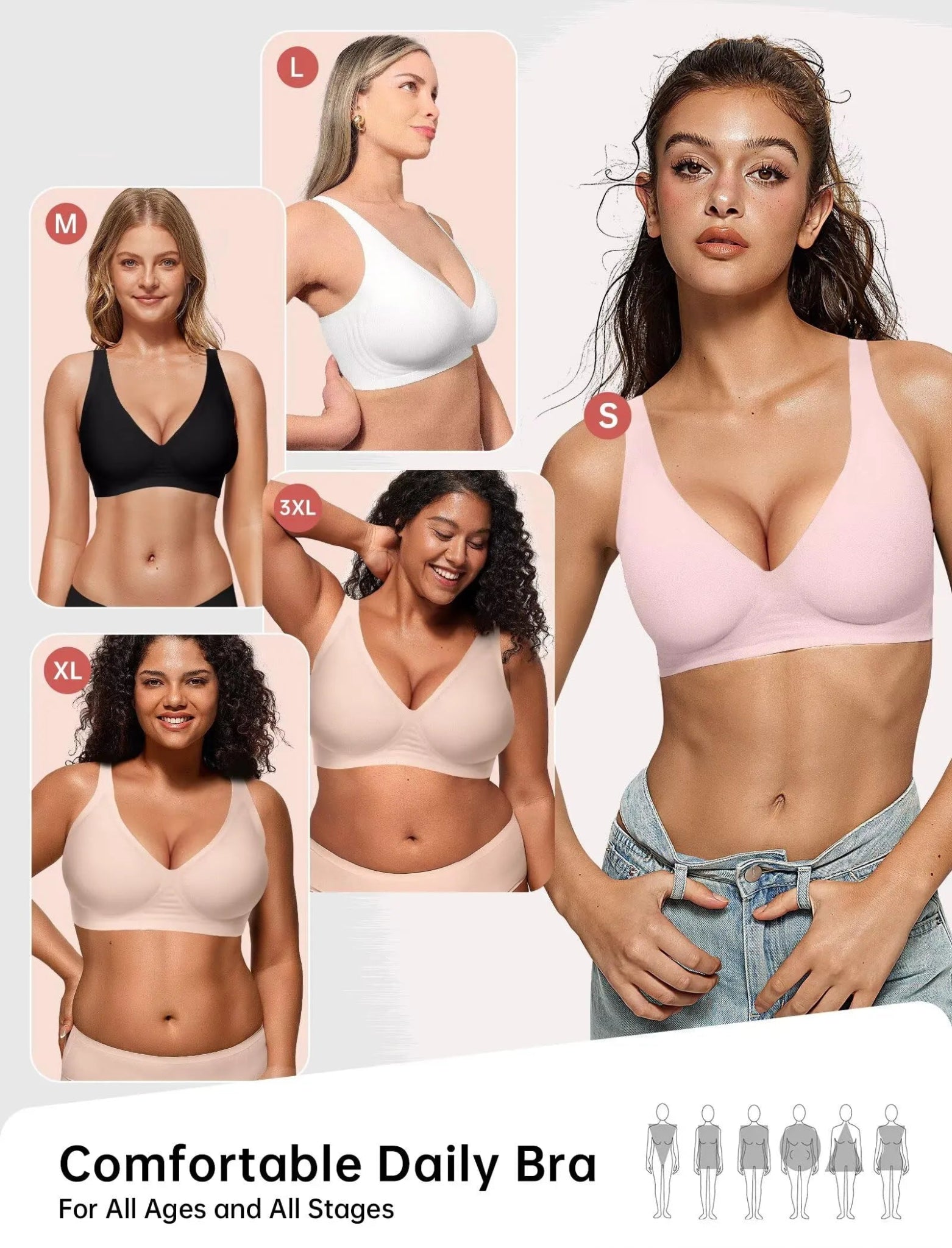 Magic Lift & Comfort: Deep V Wireless Everyday Bra - COMFORA