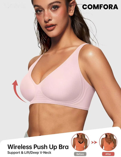 Magic Lift & Comfort: Deep V Wireless Everyday Bra - COMFORA
